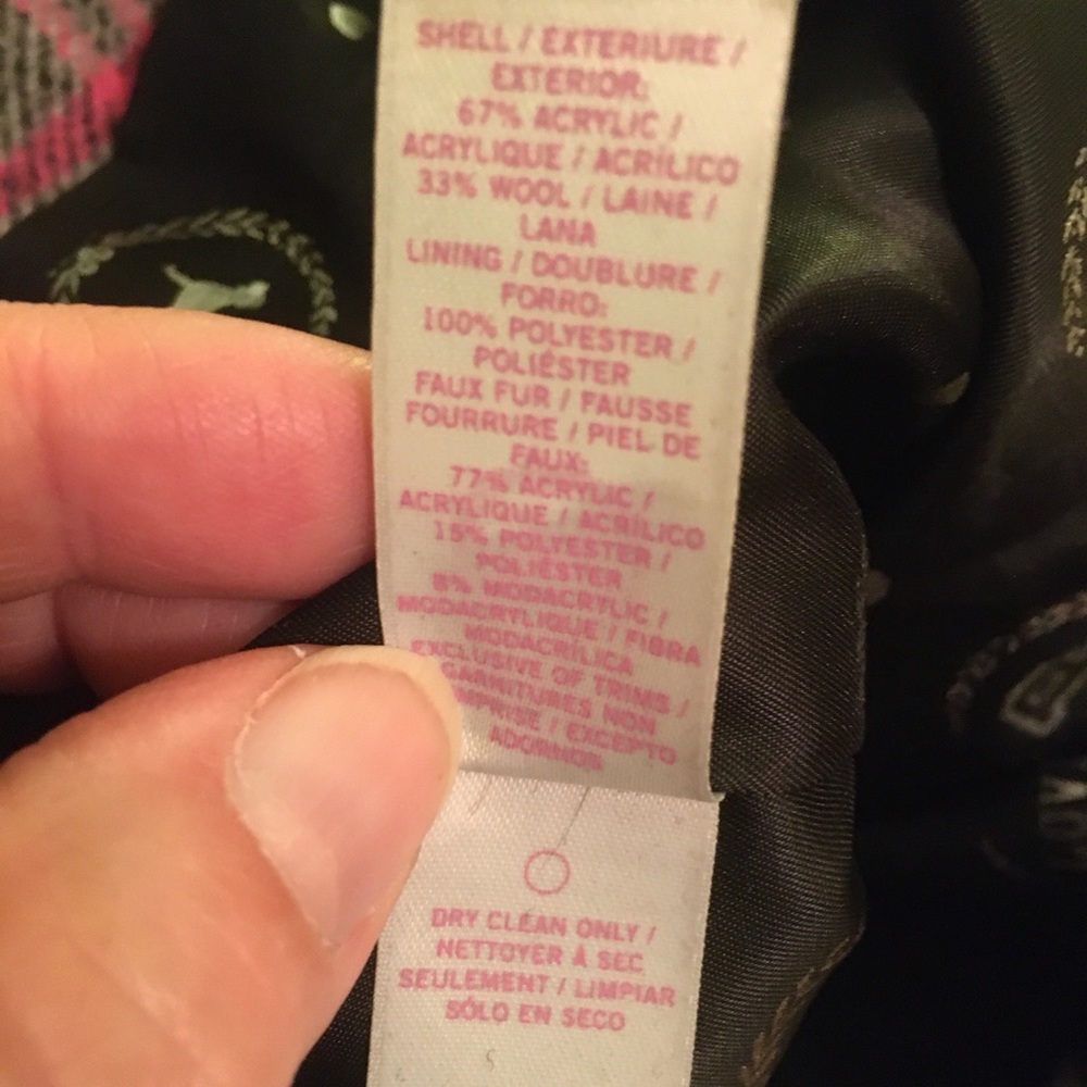 Y2K~PINK Victoria’s Secret Pink Plaid wool coat M - Picture 9 of 9